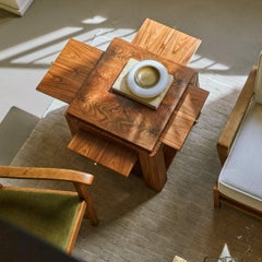 Italian Art Deco Walnut Coffee Table with Pull-Out Extensions, 1940s