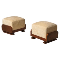 Italian Art Deco Walnut Foot Stool, circa 1930