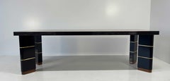 Italian Art Deco Walnut, Gold Leaf and Black Lacquered Table, 40s