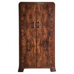 Antique Italian Art Deco Walnut Wardrobe