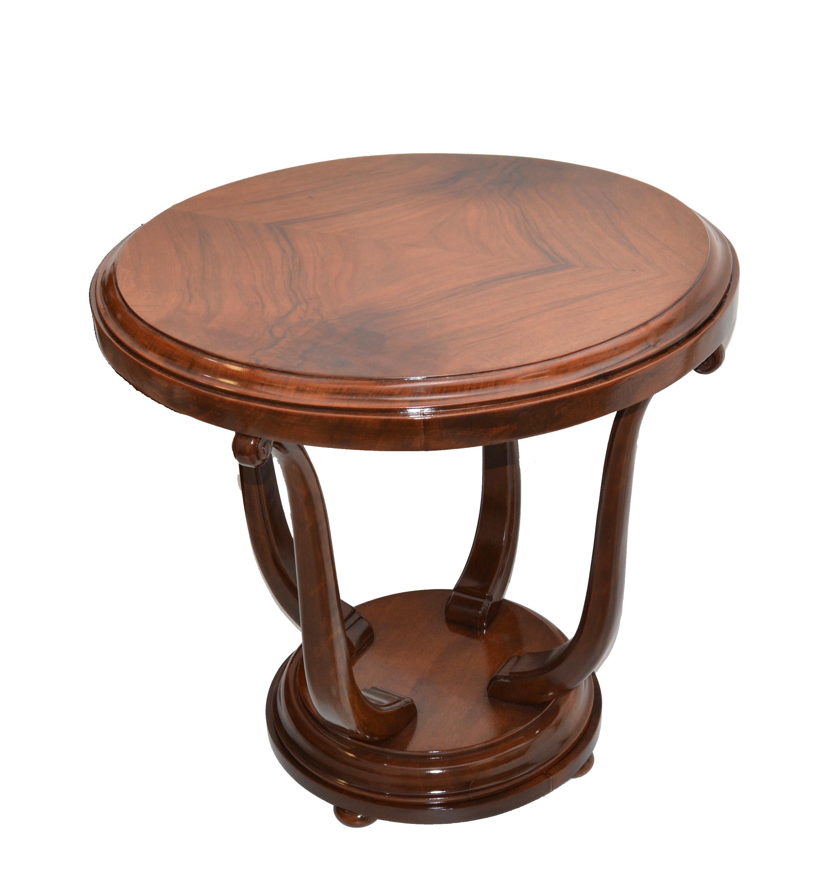 Italian Art Deco Walnut Wood Coffee Table Center Table 1950 For Sale 5