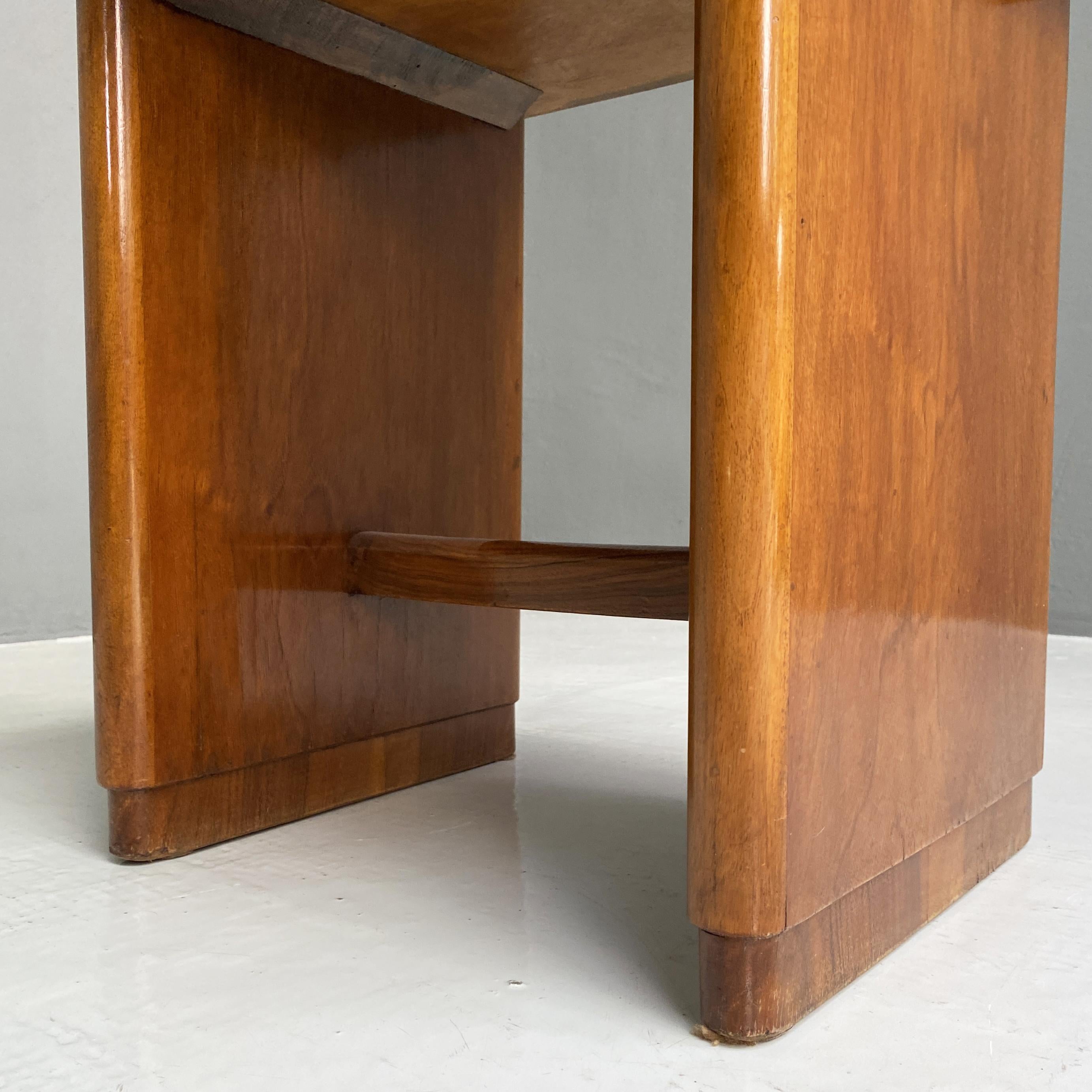 Italian Art Deco Walnut Wood Stools or Bedside Tables, 1930s 5