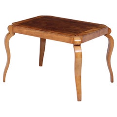Italian Art Deco Walnut & Zebrano Side Table – c.1930s