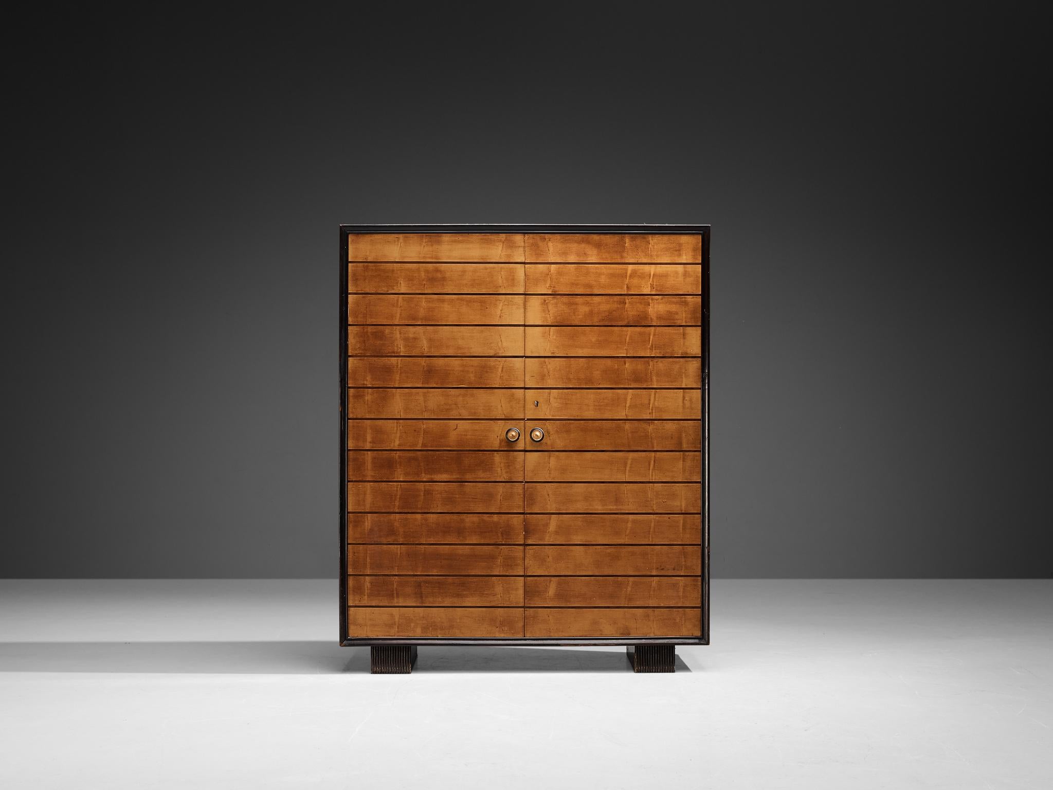 Mid-20th Century Italian Art Deco Large Cabinet in Maple
