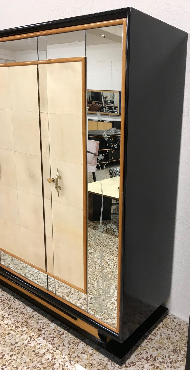 Italian Art Deco Wardrobe Parchment And Maple In The Style Of