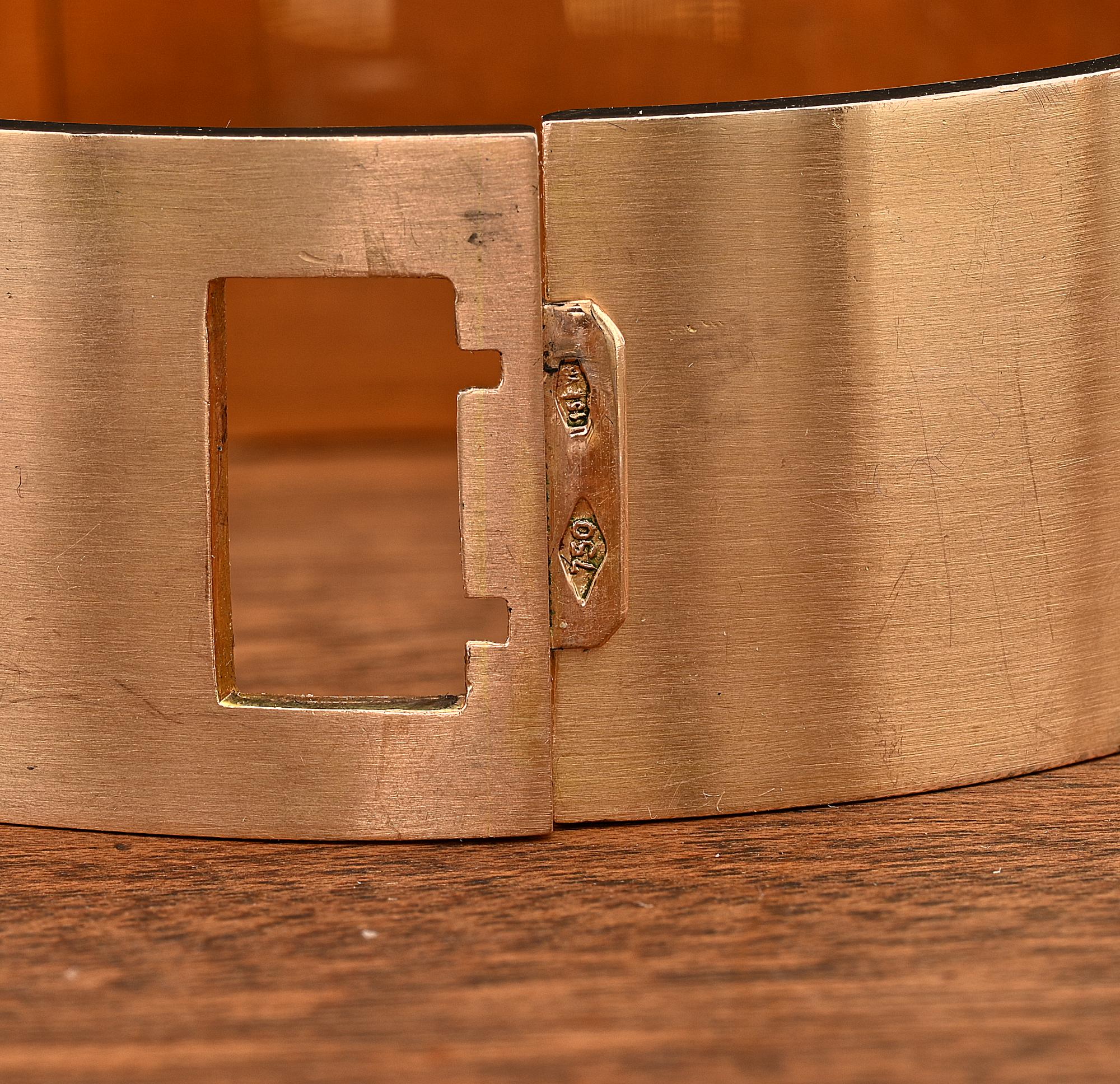 Italian Art Deco Weingrill Sapphire Diamond Clip Buckle Bangle18 KT For Sale 10