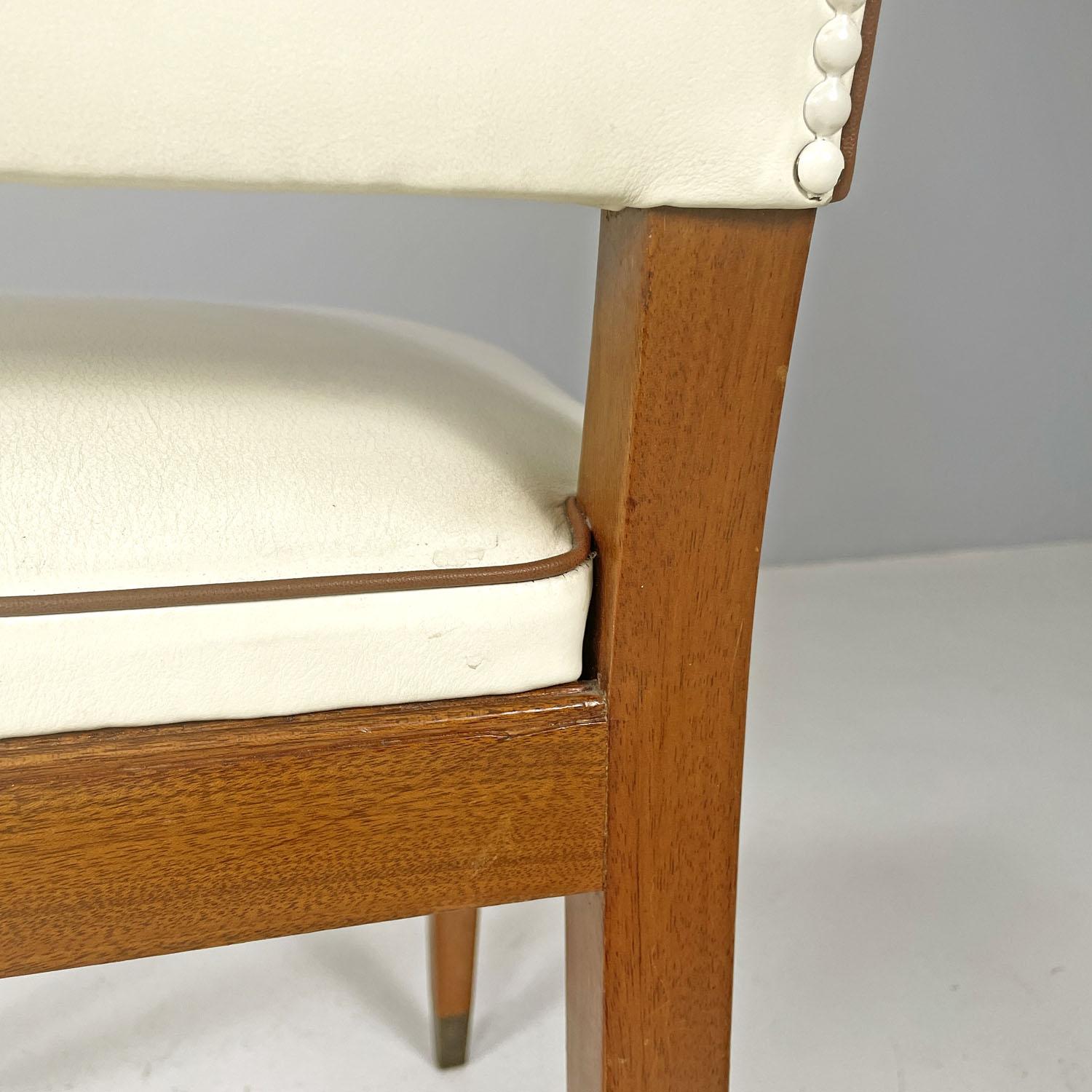 Italian Art Deco white leather and wood chair by Giovanni Gariboldi, 1940s For Sale 11