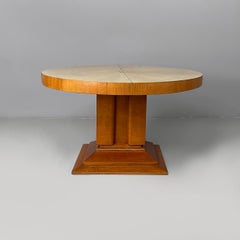 Italian Art Deco wood and beige parchment dining table, 1930s