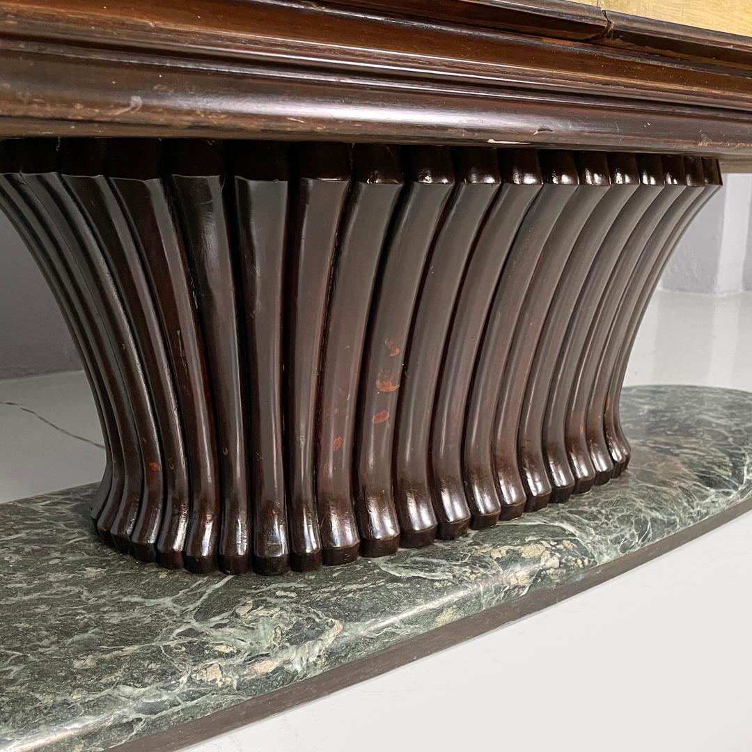 Mobile bar italiano Art Deco in legno e marmo verde Quadro in stile giapponese anni '40 in vendita 12