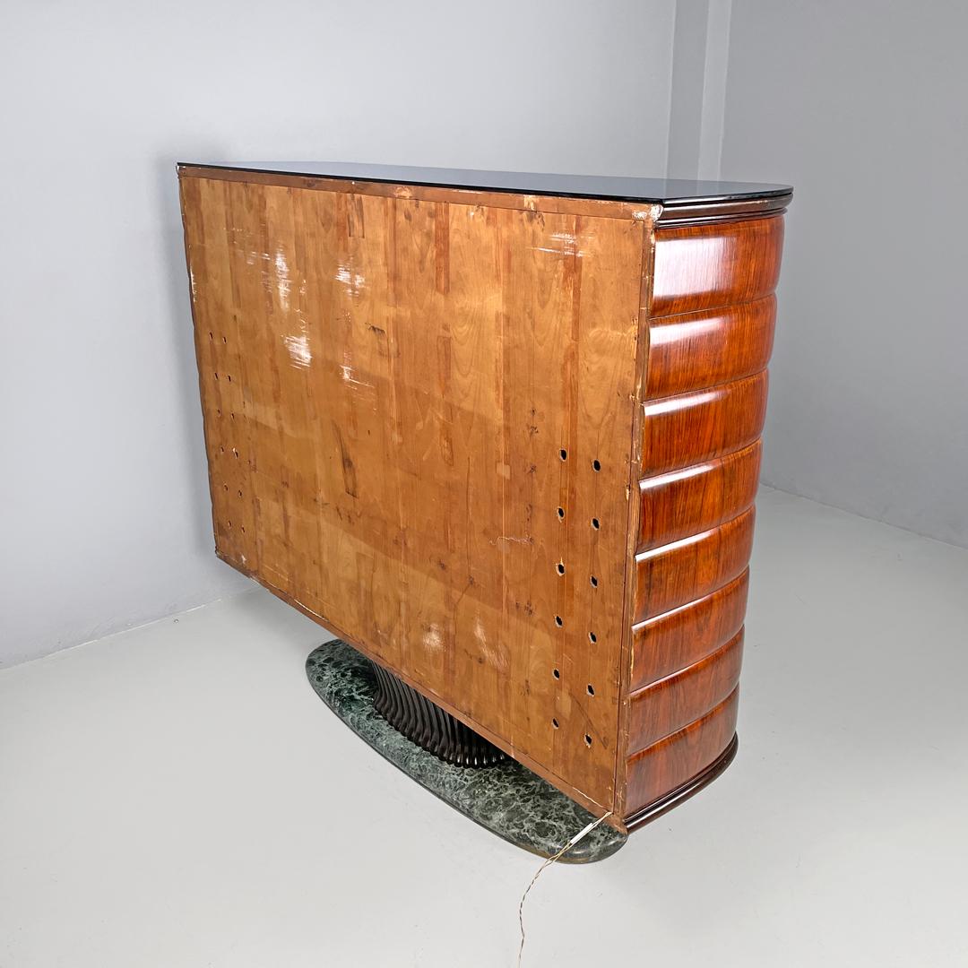 Mobile bar italiano Art Deco in legno e marmo verde Quadro in stile giapponese anni '40 in vendita 1