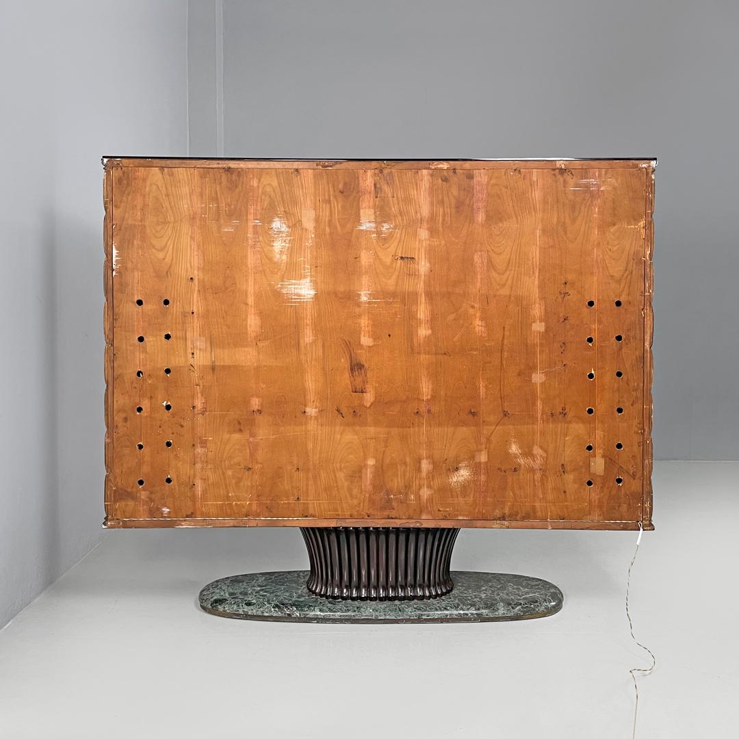Mobile bar italiano Art Deco in legno e marmo verde Quadro in stile giapponese anni '40 in vendita 2