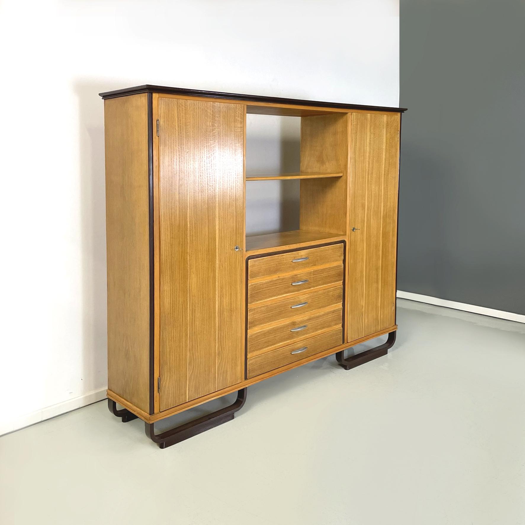 Art Deco Italian art deco Wood cabinet wardrobe by Giuseppe Pagano Pogatschnig, 1930s For Sale