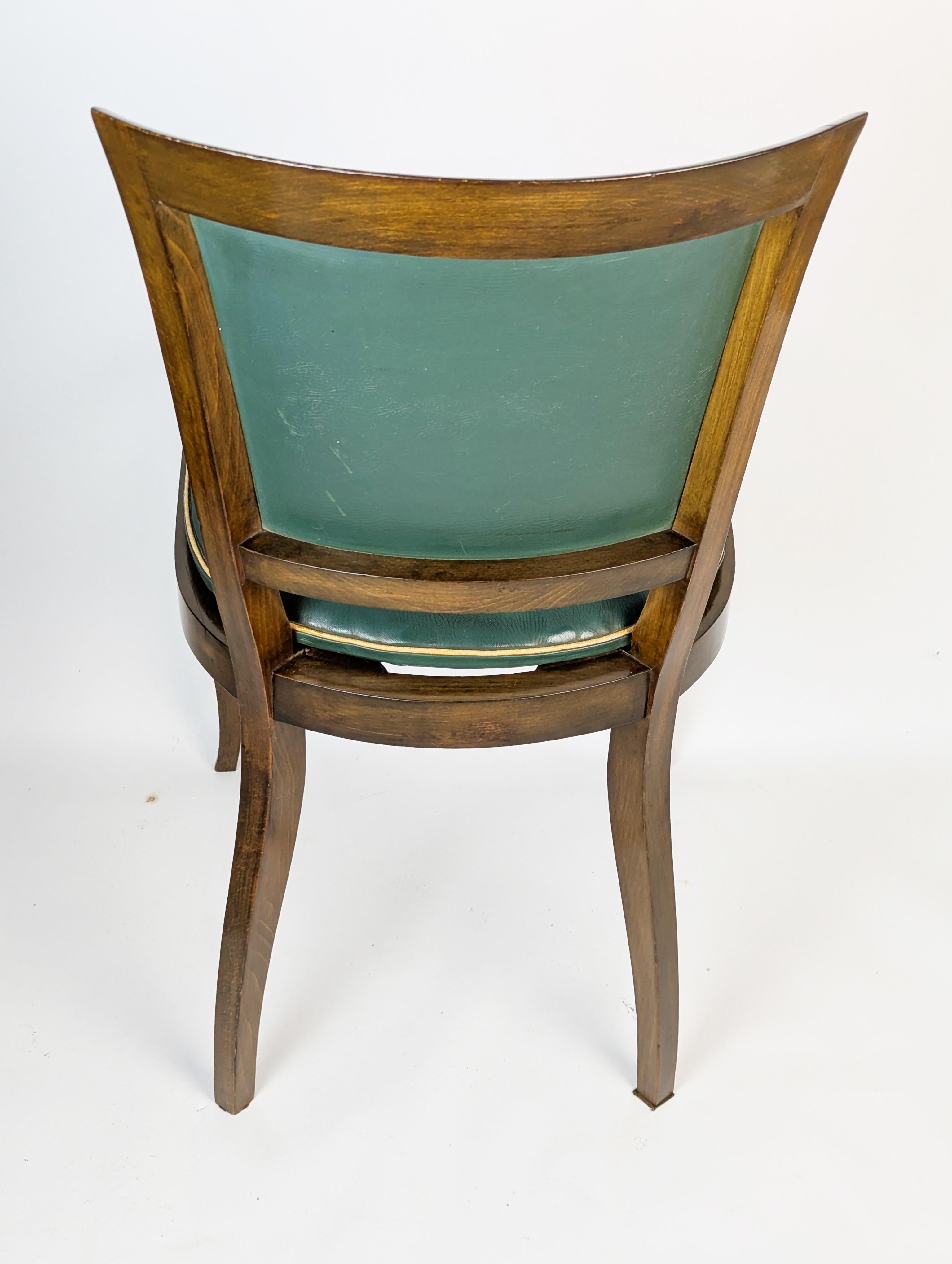 Italienische Esszimmerstühle aus Holz und dunkelgrünem Skai aus den 1930er Jahren, 6-teilig im Angebot 5