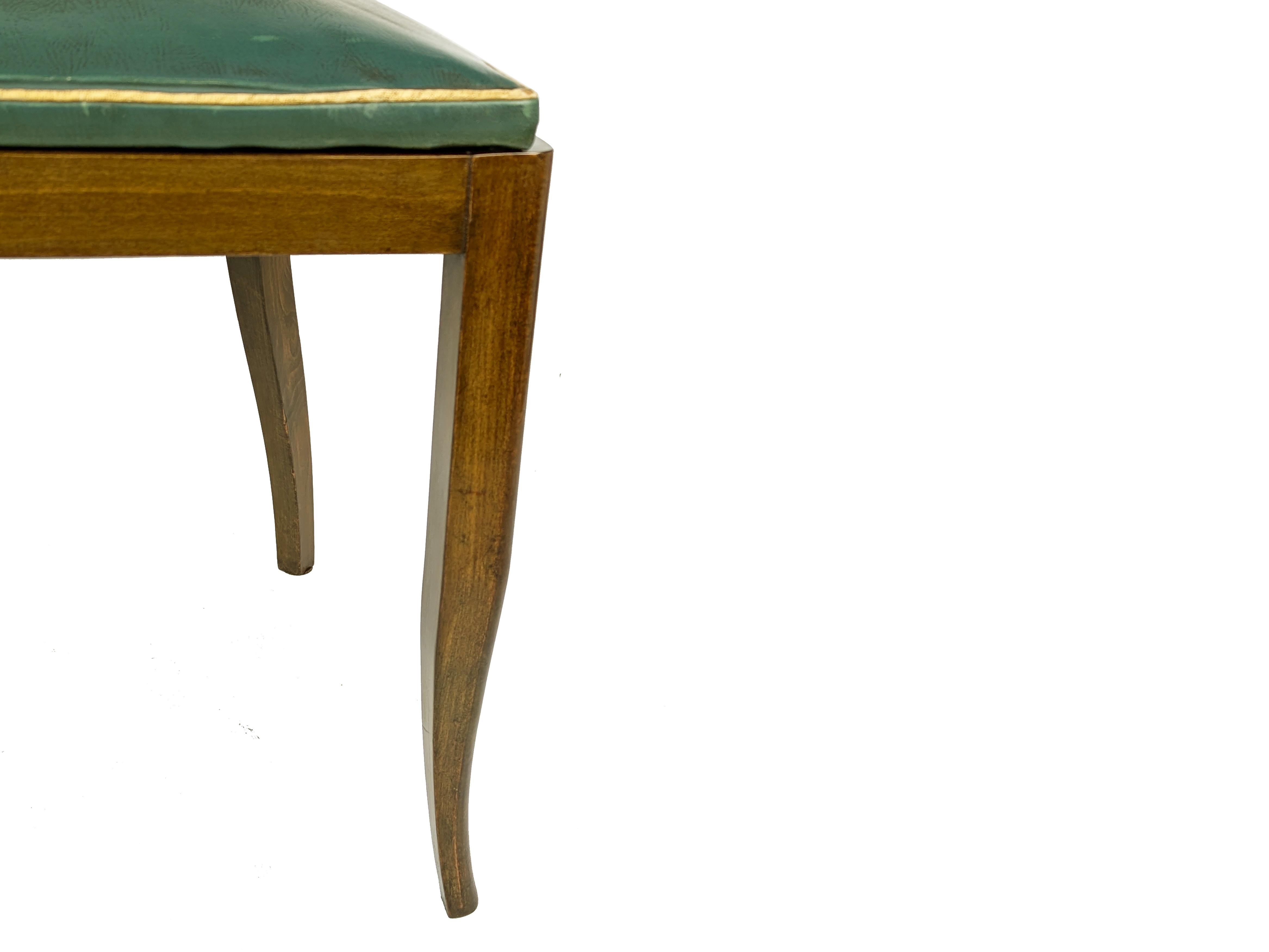 Italienische Esszimmerstühle aus Holz und dunkelgrünem Skai aus den 1930er Jahren, 6-teilig im Angebot 2