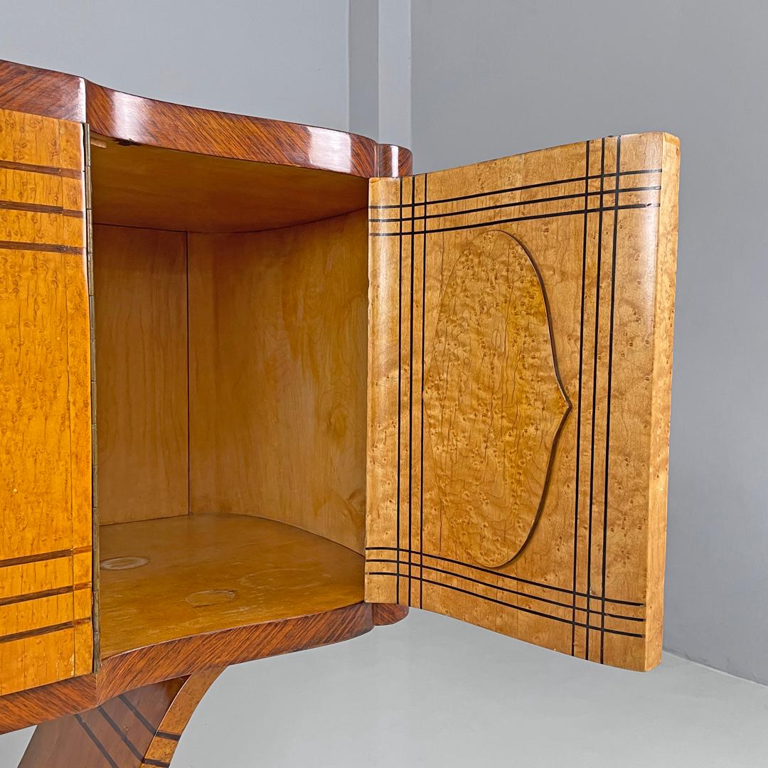 Italian Art Deco wooden bar cabinet mirrored doors and decorative inlays, 1930s For Sale 8