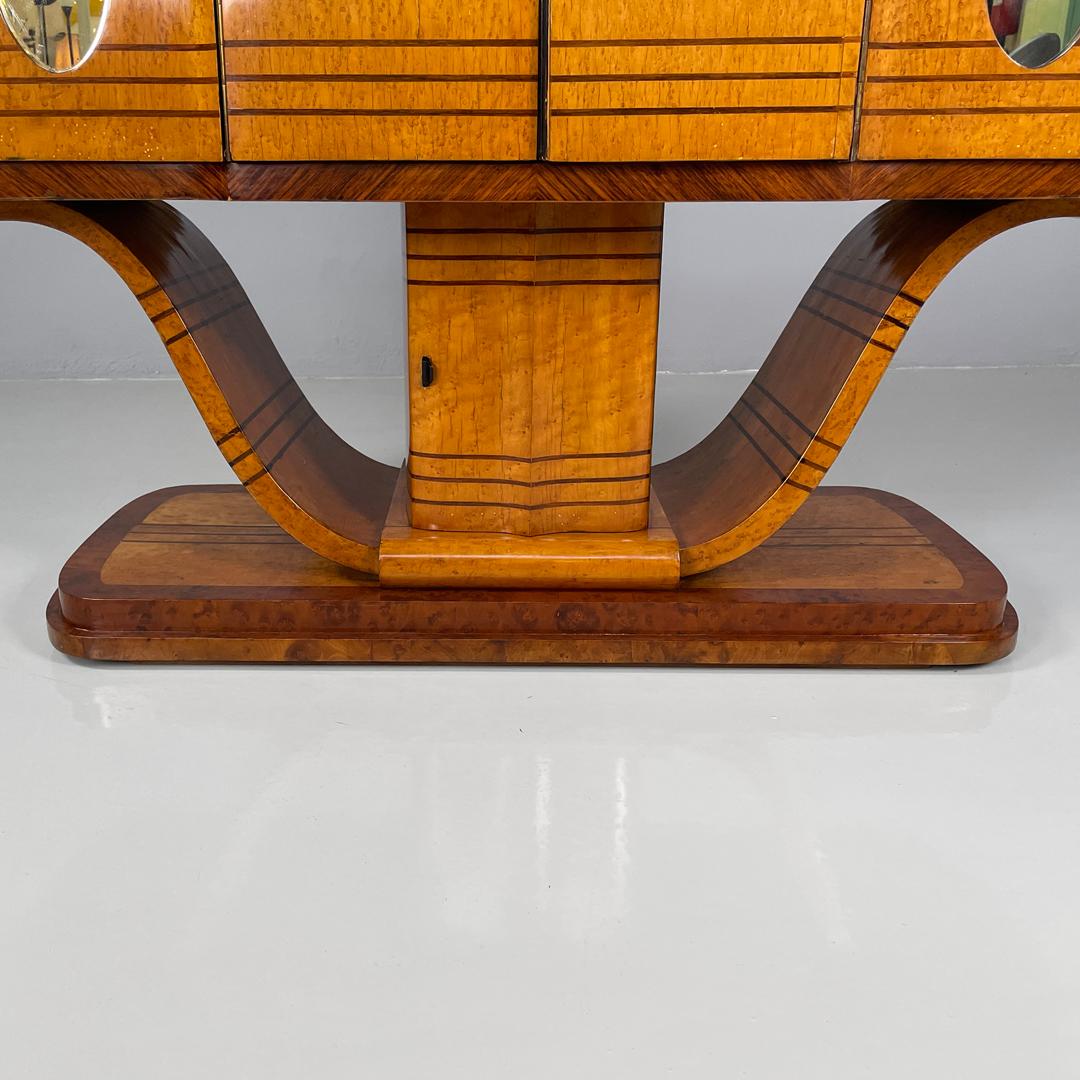 Italian Art Deco wooden bar cabinet mirrored doors and decorative inlays, 1930s For Sale 13