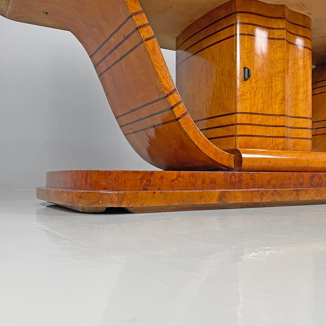Italian Art Deco wooden bar cabinet mirrored doors and decorative inlays, 1930s For Sale 15