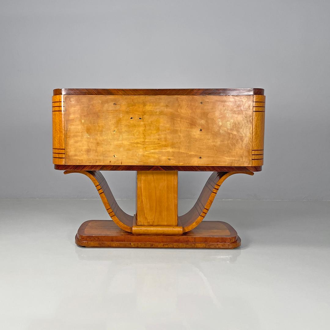 Mirror Italian Art Deco wooden bar cabinet mirrored doors and decorative inlays, 1930s For Sale