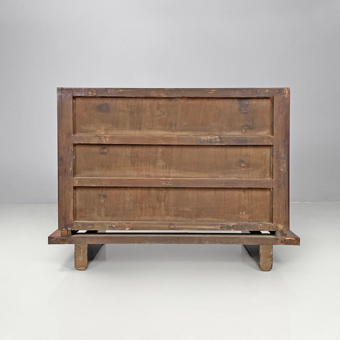 Italienischer Art-Déco-Barschrank aus Holz mit rotem Innenraum und Intarsiendekorationen, 1930er Jahre im Angebot 3