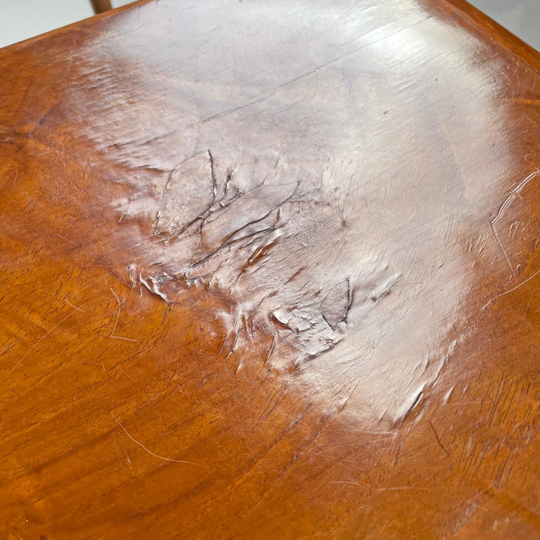 Italian Art Deco wooden chairs with rounded structure and rectangular back 1930s in vendita 8