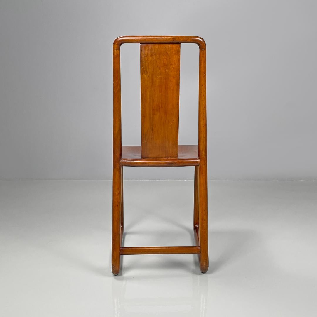 Legno Italian Art Deco wooden chairs with rounded structure and rectangular back 1930s in vendita