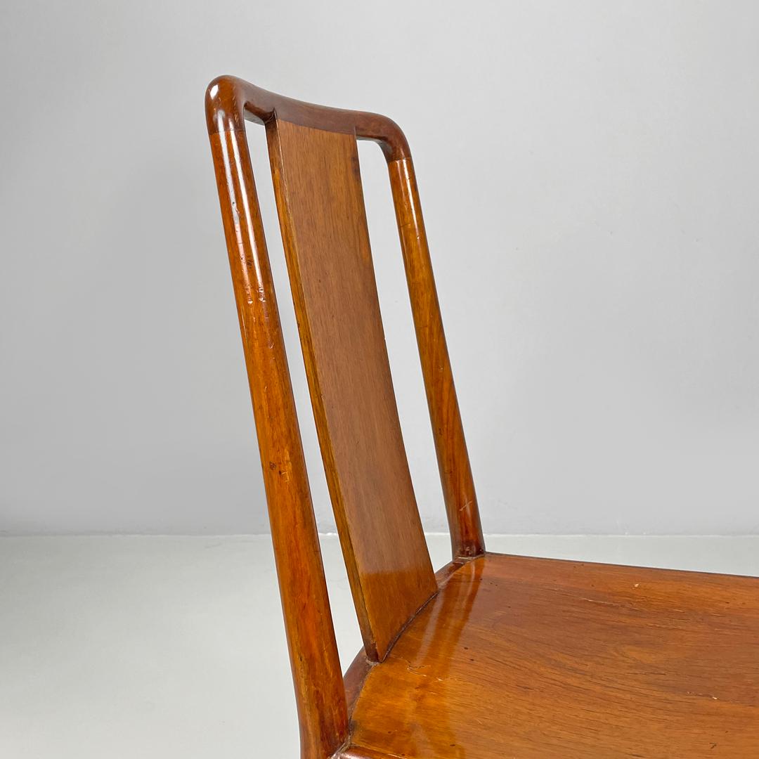 Italian Art Deco wooden chairs with rounded structure and rectangular back 1930s in vendita 2