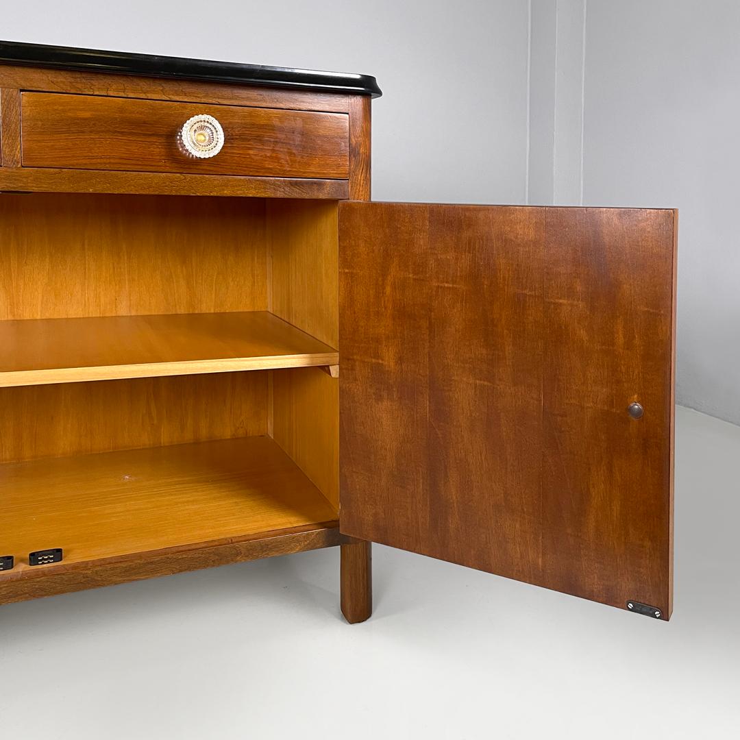Italian Art Deco wooden dresser two drawers with glass transparent handles 1940s For Sale 12