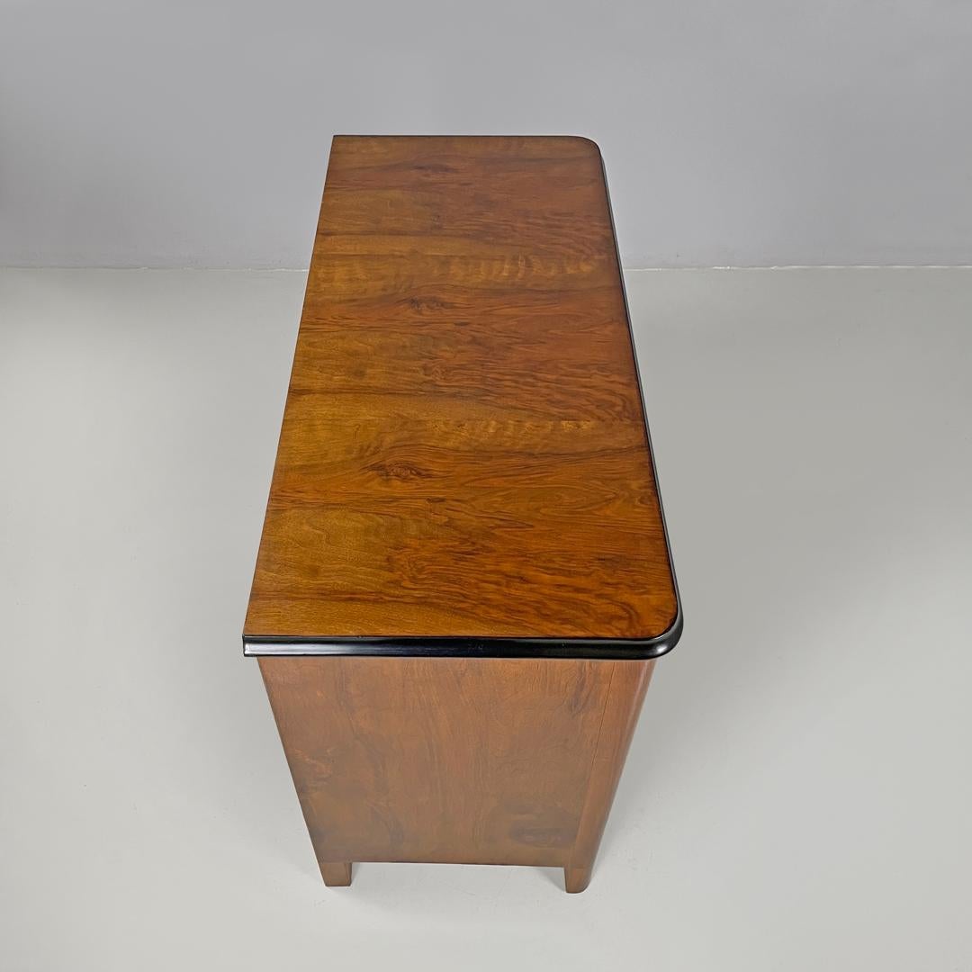 Italian Art Deco wooden dresser two drawers with glass transparent handles 1940s For Sale 2