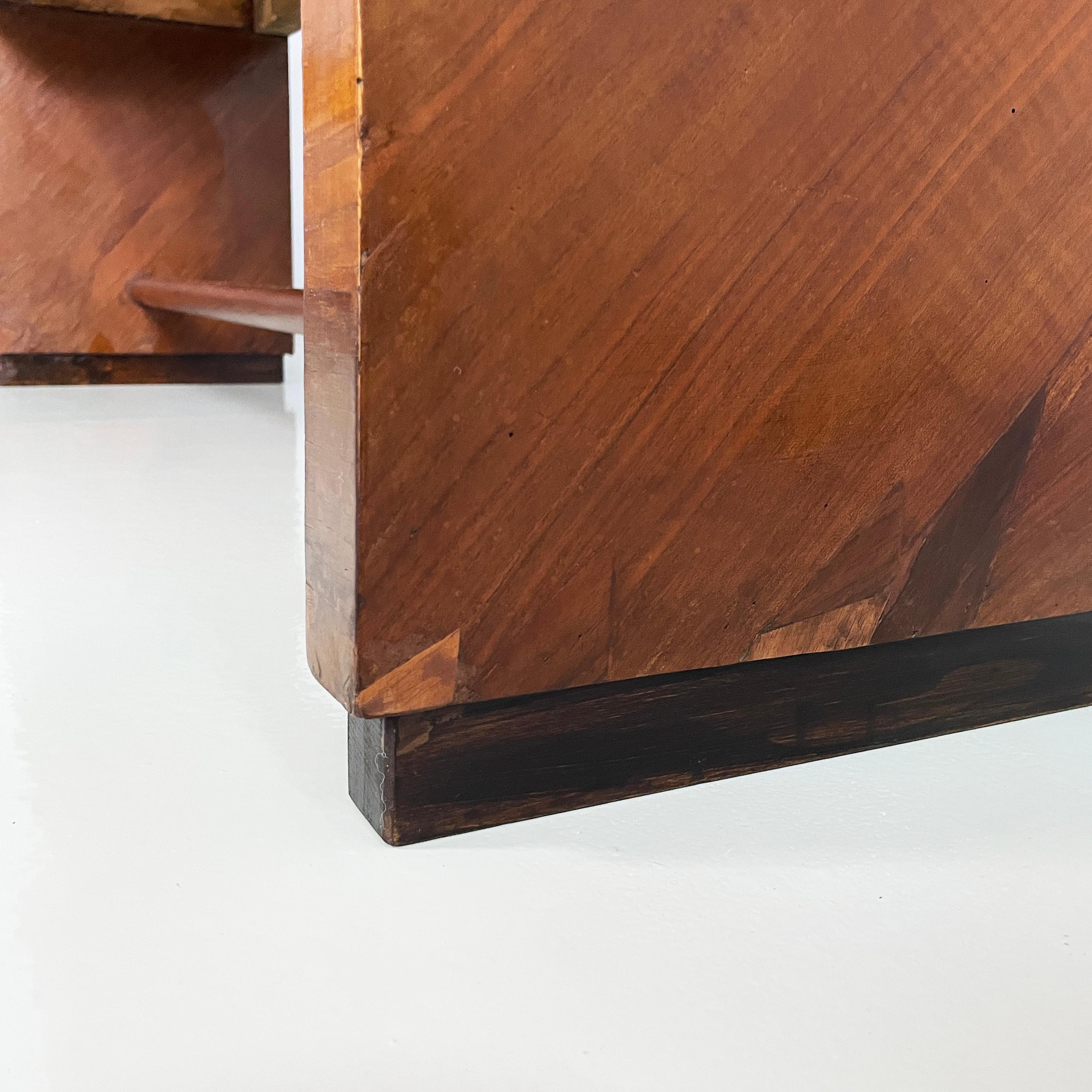 Rechteckige italienische Art-Déco-Konsolen aus Holz mit Schublade, 1940er Jahre im Angebot 14