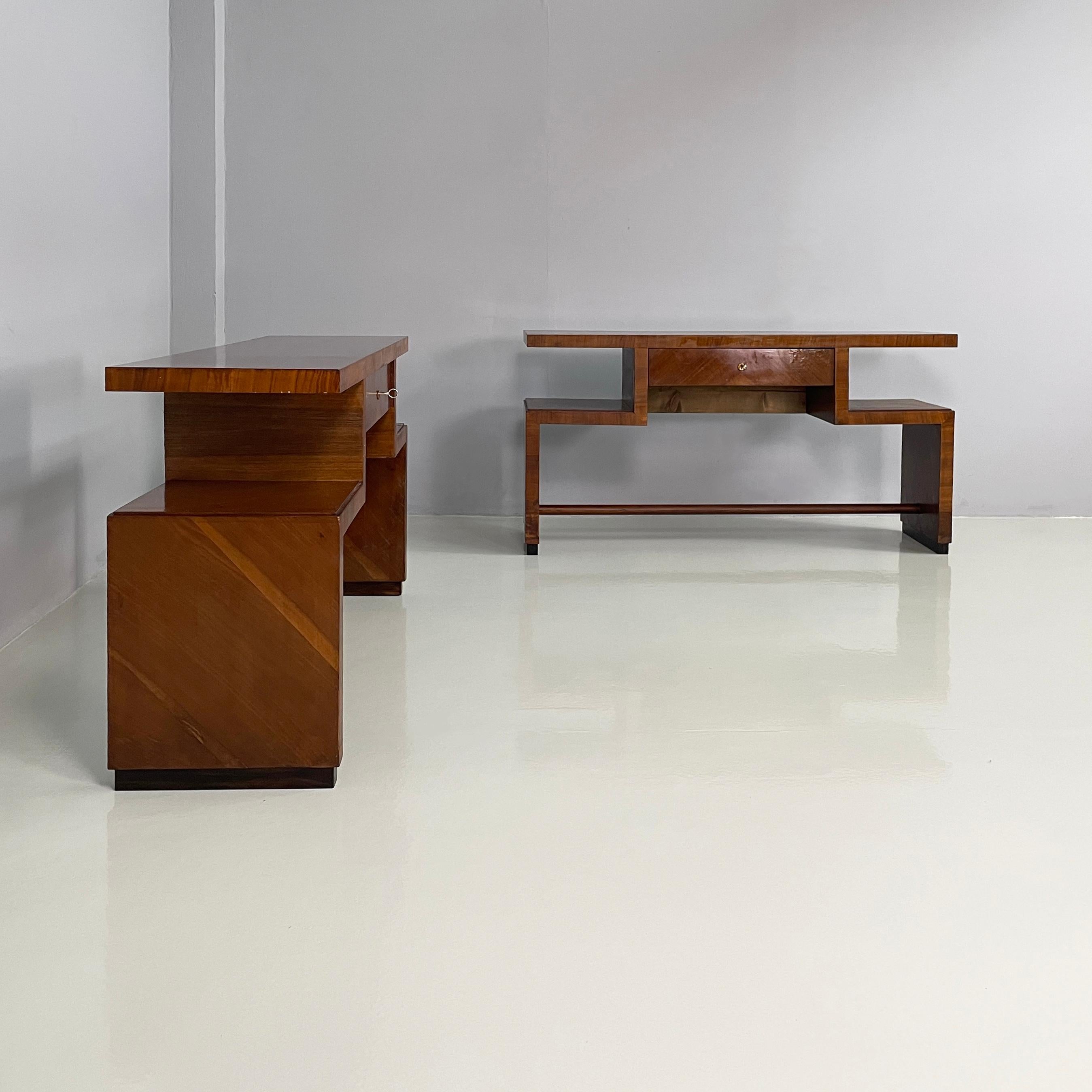 Rechteckige italienische Art-Déco-Konsolen aus Holz mit Schublade, 1940er Jahre (Art déco) im Angebot