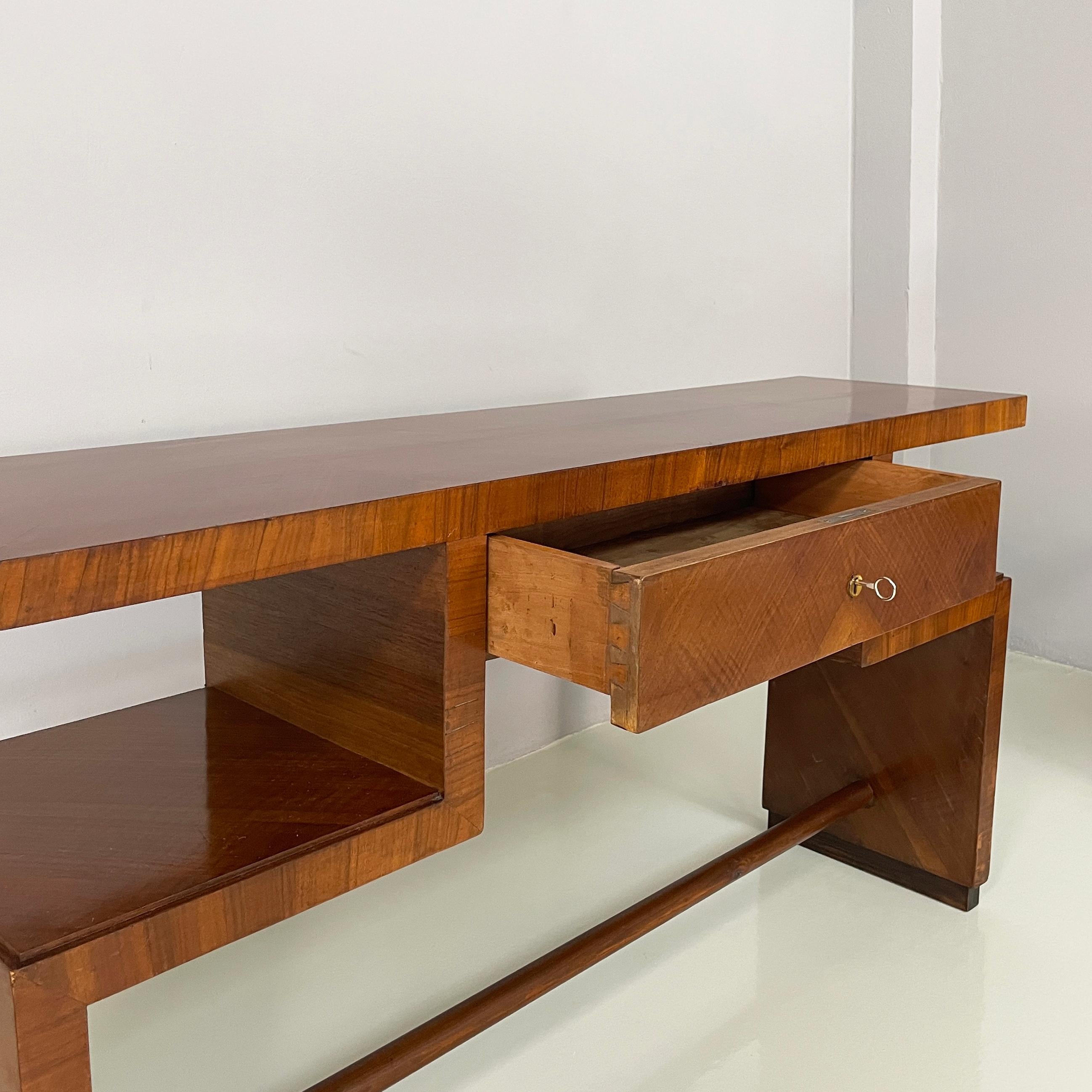 Rechteckige italienische Art-Déco-Konsolen aus Holz mit Schublade, 1940er Jahre (Italienisch) im Angebot
