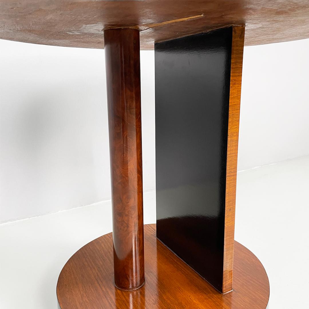 Mesa de café redonda de madera italiana art déco, años 30 en venta 7