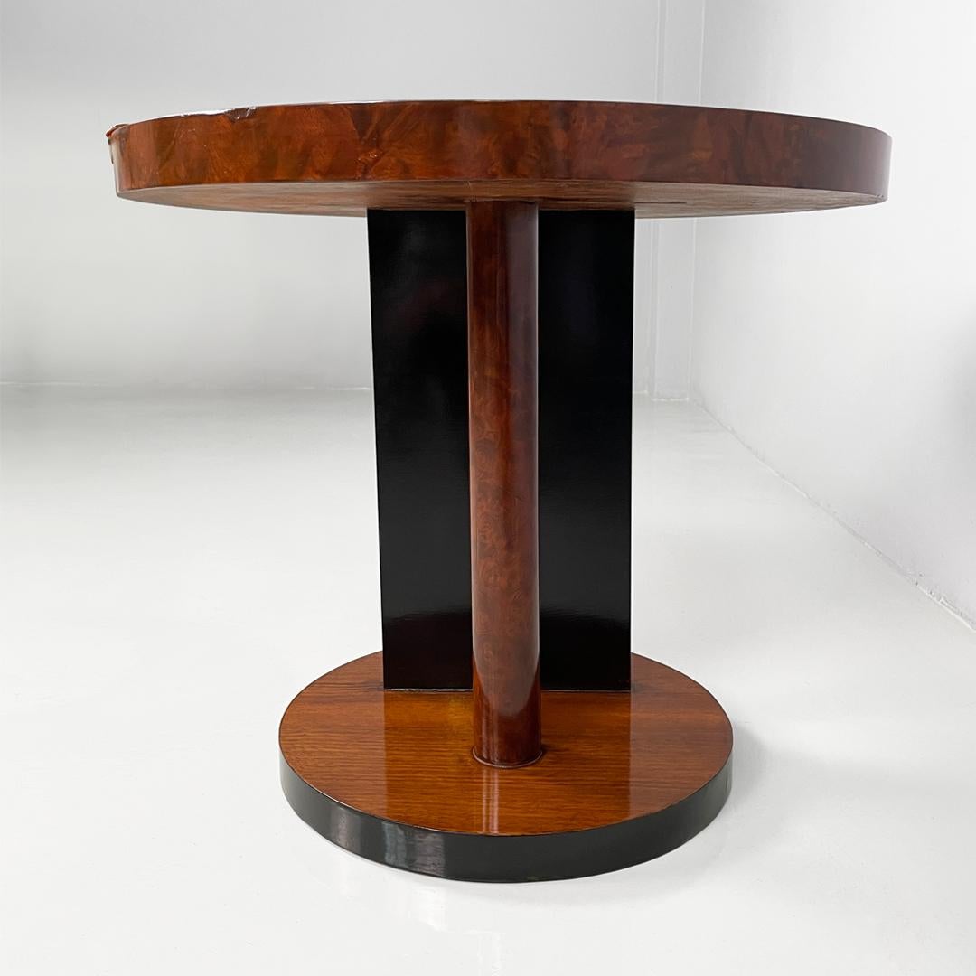 Mesa de café redonda de madera italiana art déco, años 30 Art Decó en venta