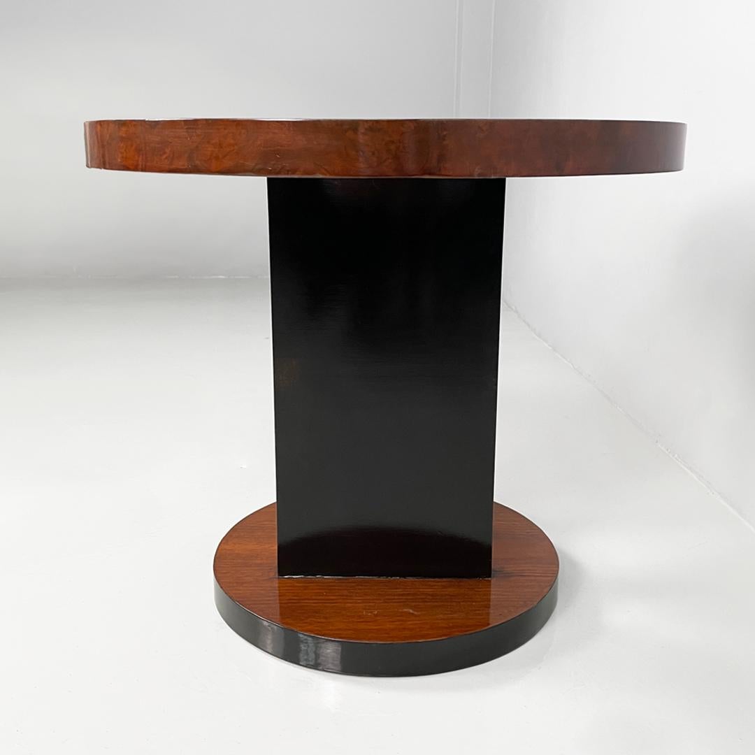 Mesa de café redonda de madera italiana art déco, años 30 Italiano en venta