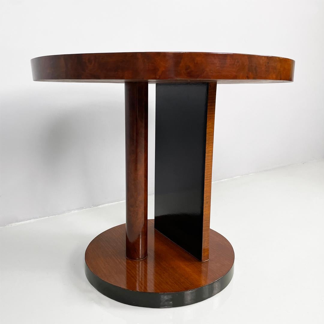 Mesa de café redonda de madera italiana art déco, años 30 en Bueno estado para la venta en MIlano, IT