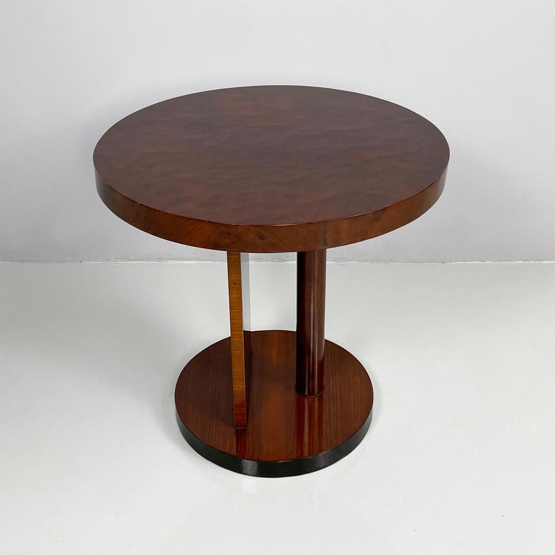 Mesa de café redonda de madera italiana art déco, años 30 mediados del siglo XX en venta