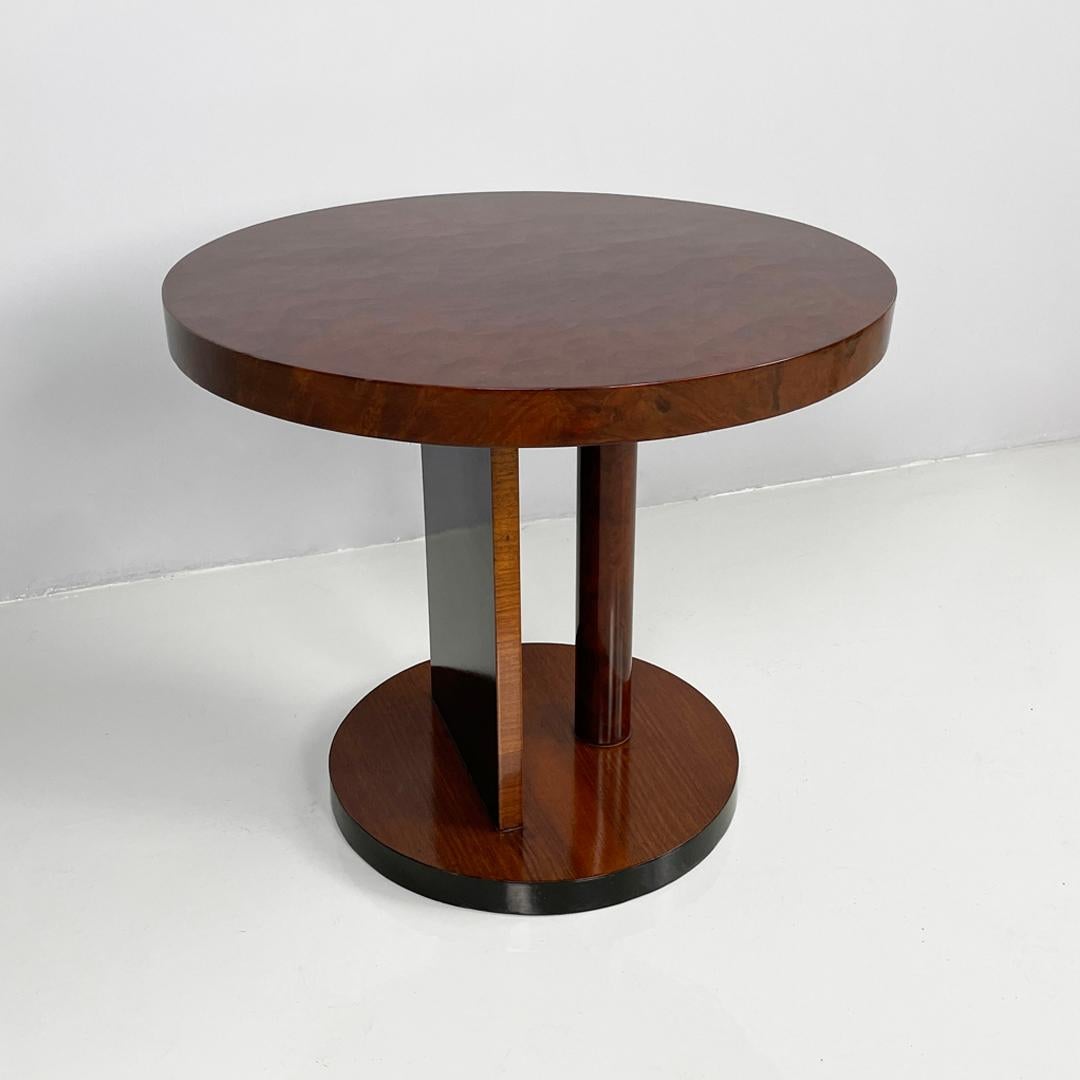 Mesa de café redonda de madera italiana art déco, años 30 Madera en venta
