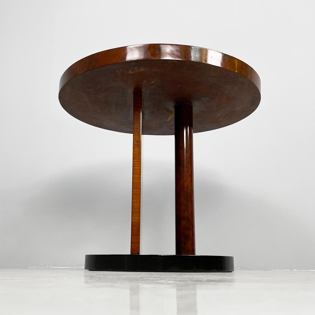 Mesa de café redonda de madera italiana art déco, años 30 en venta 1