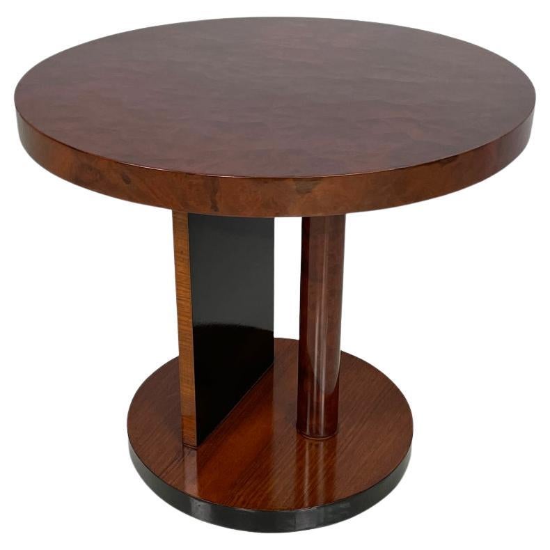 Mesa de café redonda de madera italiana art déco, años 30