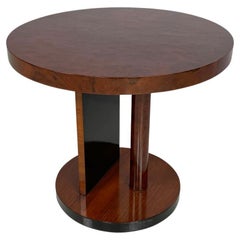 Mesa de café redonda de madera italiana art déco, años 30