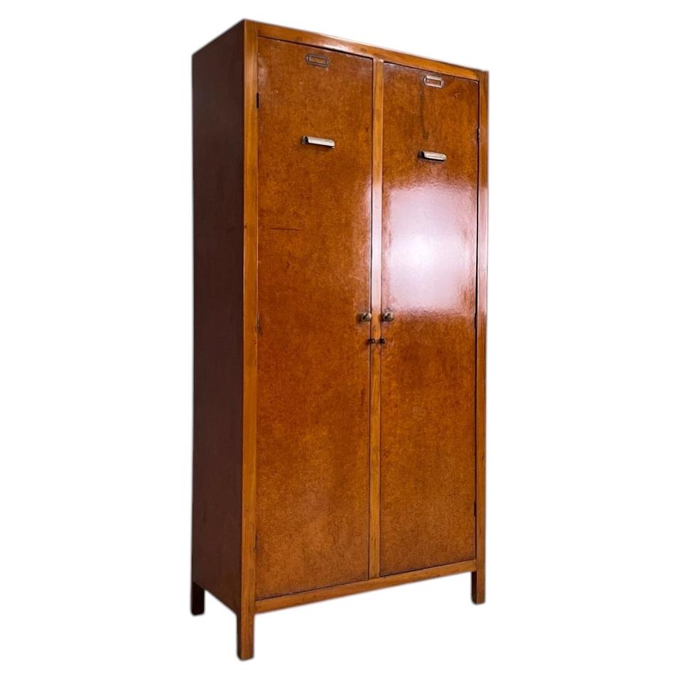 Italian Art Deco wooden wardrobe with hinged doors, 1930s