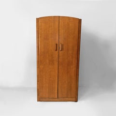 Italian art deco wooden wardrobe with mirror, 1930s