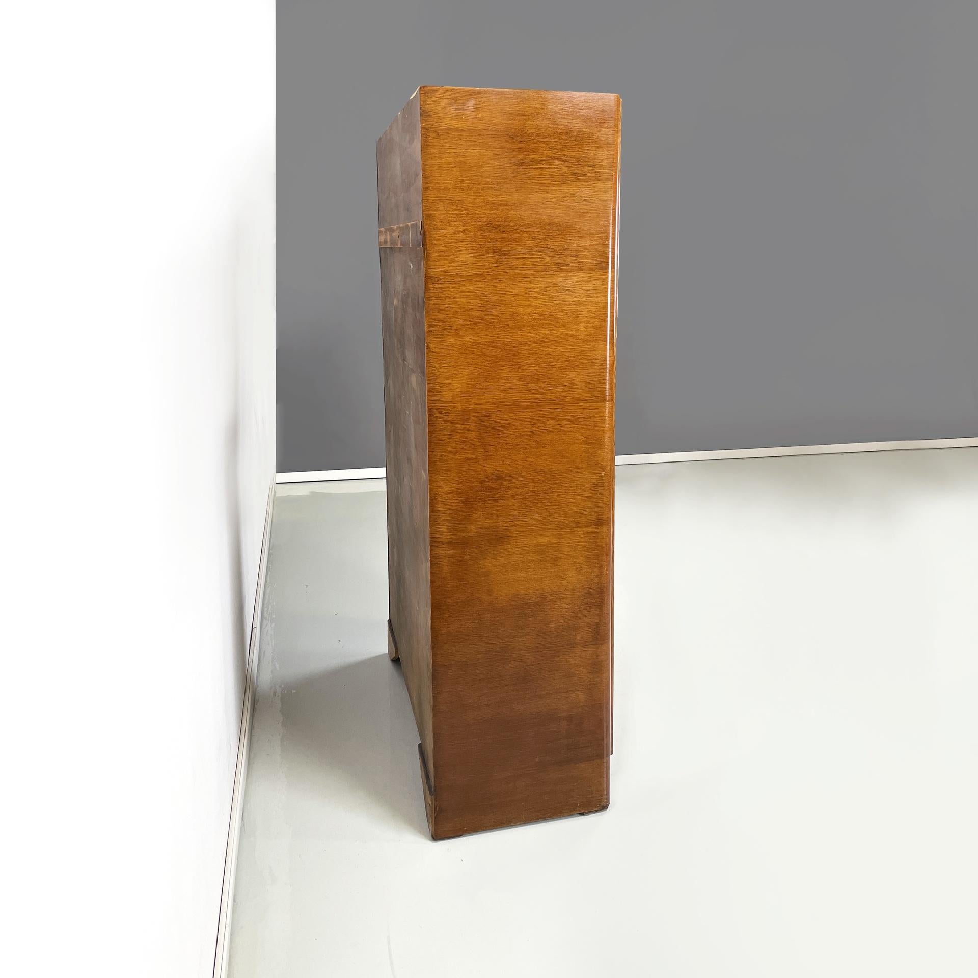 Mid-Century moderno Armadio italiano in legno art déco con specchio, anni '50