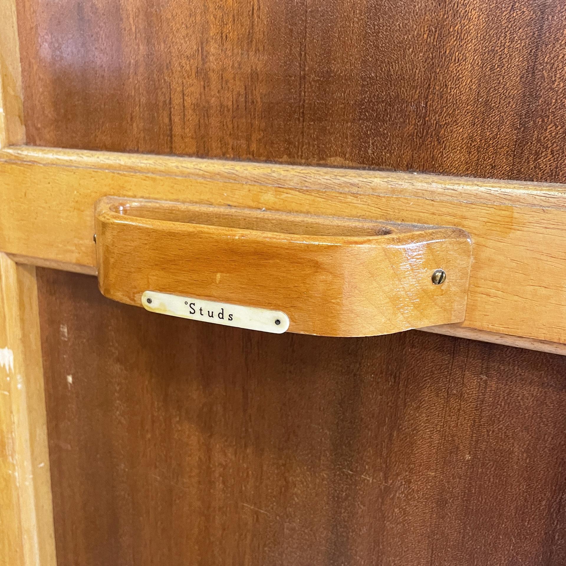 Specchio Armadio italiano in legno art déco con specchio, anni '50