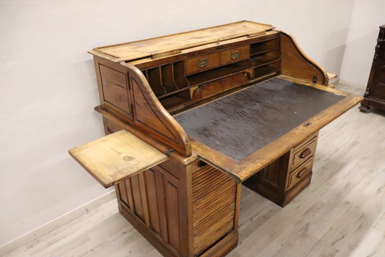 Italian Art Deco Writing Desk with Chair in Oak with ...
