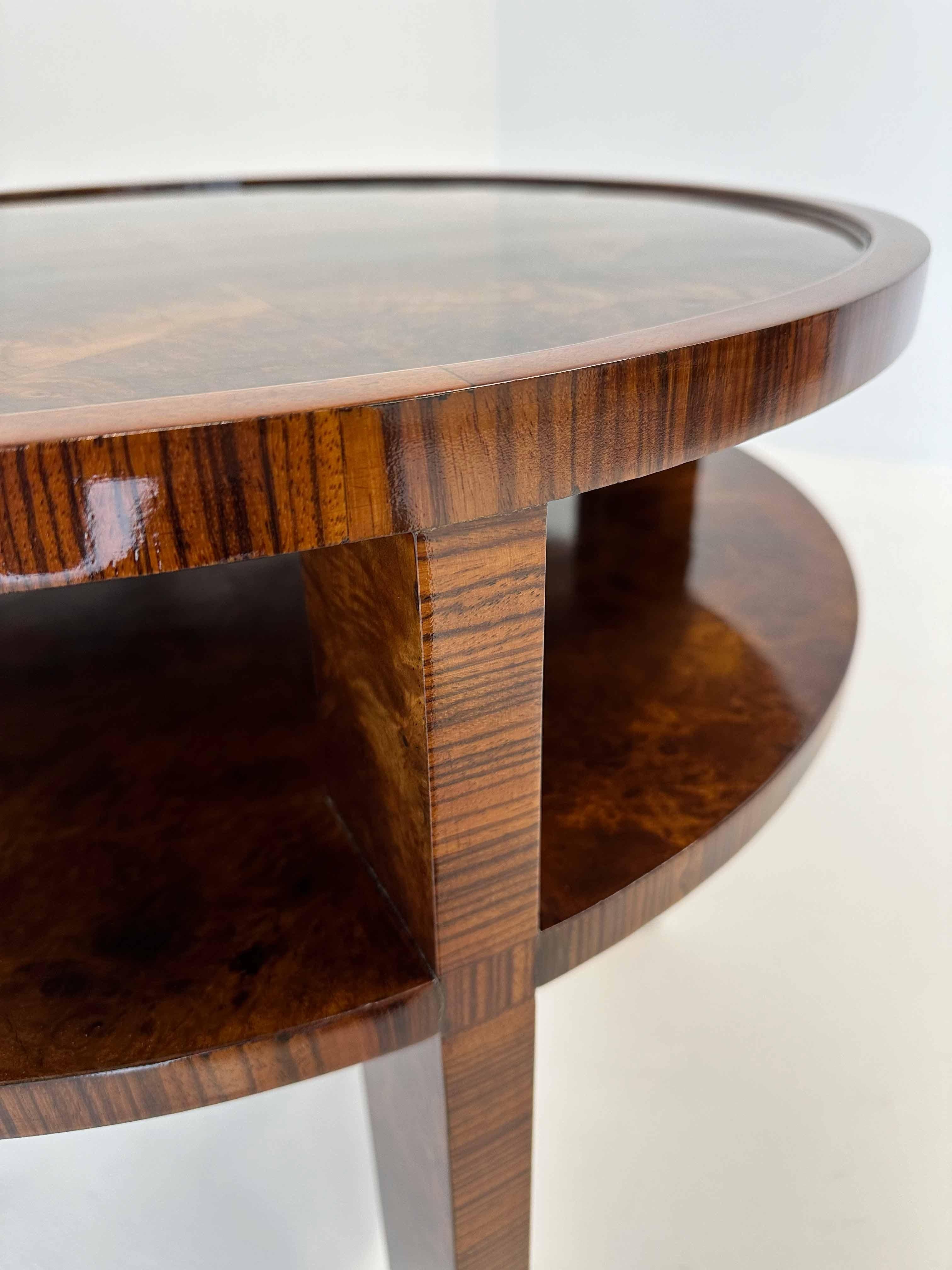Tavolino da caffè Art Deco italiano in Wood Wood e radica di noce, anni '30 1