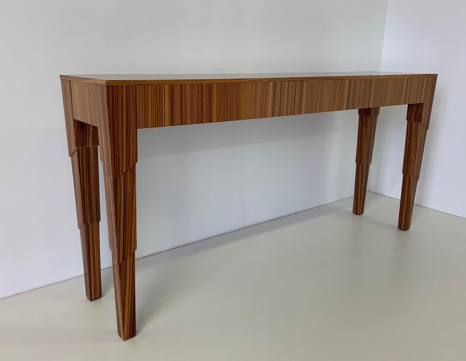 Italian Art Deco Zebra Wood Console Table For Sale at 1stDibs