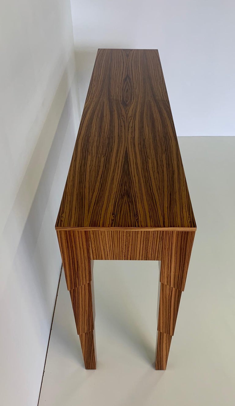 Italian Art Deco Zebra Wood Console Table For Sale at 1stDibs