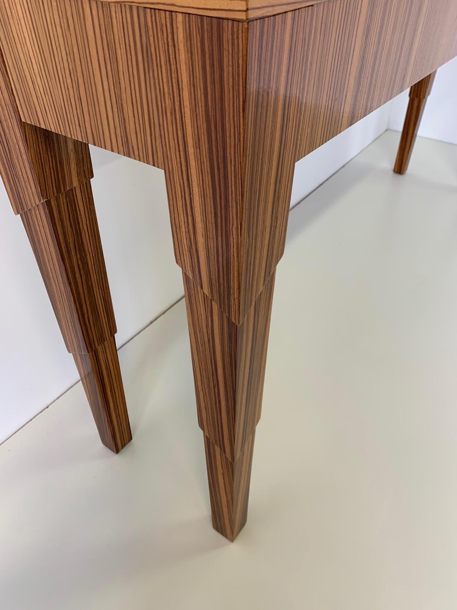 Italian Art Deco Zebra Wood Console Table For Sale at 1stDibs