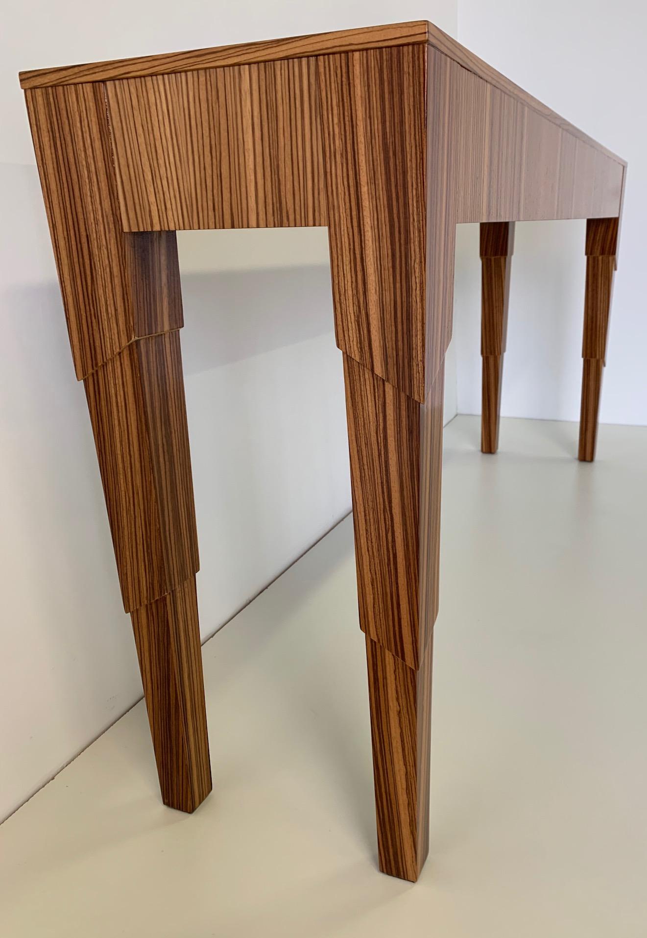 Italian Art Deco Zebra Wood Console Table For Sale at 1stDibs